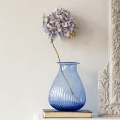 Ravi Recycled Glass Vase – Blue -Household Decoration Shop ravi recycled glass vase grand illusons blue lifestyle detail
