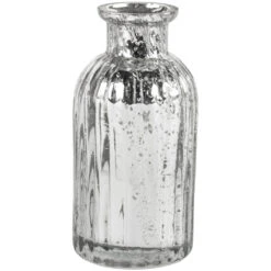 Ribbed Silver Vase – Small