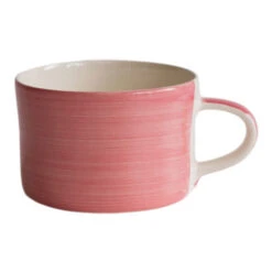 Handmade Wide Ceramic Mug – Rose Plain Wash