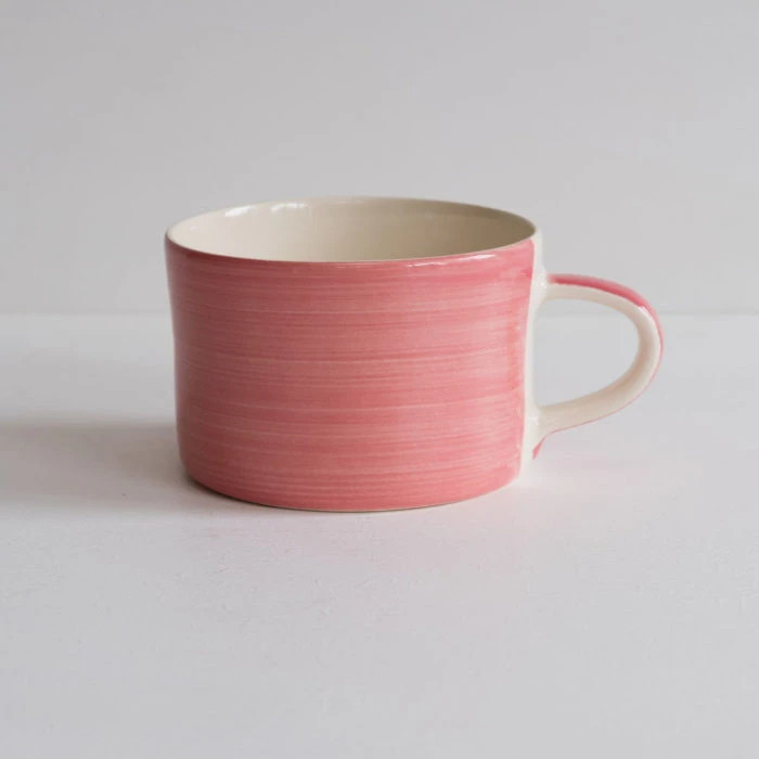 Handmade Wide Ceramic Mug – Rose Plain Wash 2 Handmade Wide Ceramic Mug – Rose Plain Wash - Image 2