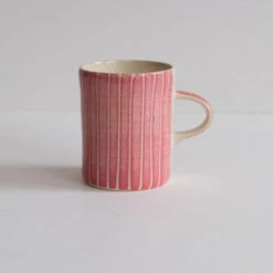 Handmade Rose Demi Mug – Sgraffito Stripe -Household Decoration Shop rose sgrafitto plain wash mug musango