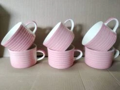 Handmade Sgraffito Wide Ceramic Mug – Rose