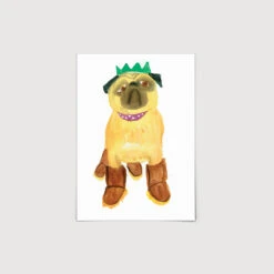 Pug In Uggs A4 Art Print