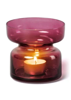 Copenhagen Glass Candle Holder In Ruby -Household Decoration Shop ruby glass candle holder aery living cut out 2