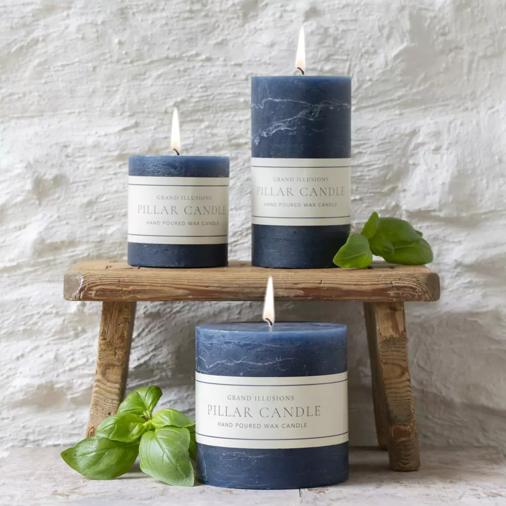 Rustic Pillar Candle Inky Blue – 70 X 130mm 2 Rustic Pillar Candle Inky Blue – 70 X 130mm - Image 2