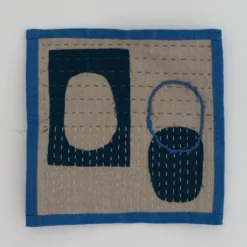 Slow Stitched Mini Quilt Kit – Indigo Blue -Household Decoration Shop slow stitched mini quilt kit in linen helen round blue 2