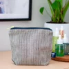 Linen Make Up Bag – Blue Striped