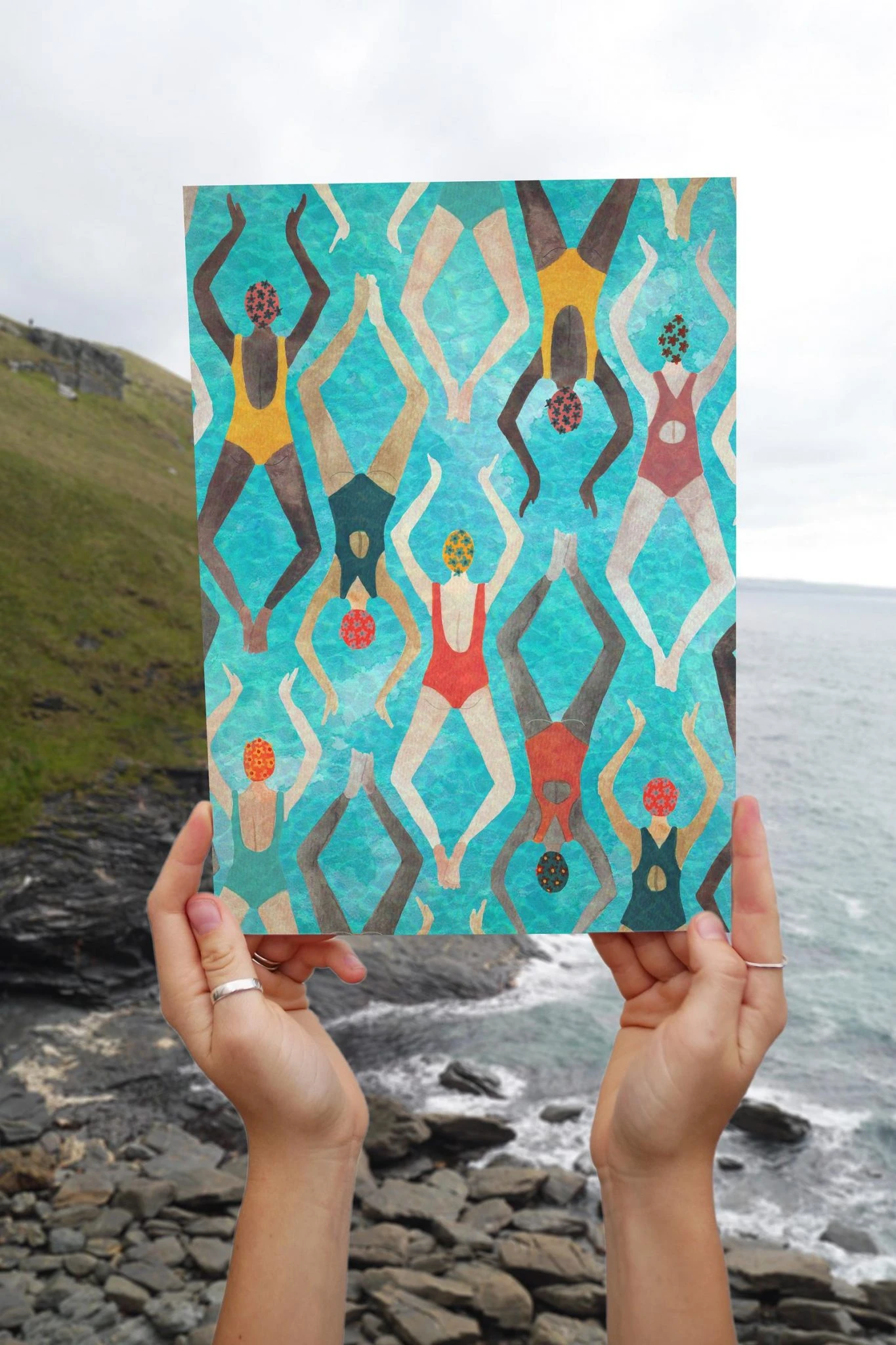 Swimmers In The Water A4 Art Print 2 Swimmers In The Water A4 Art Print - Image 2