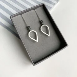 Silver Teardrop Earrings With Beads