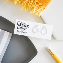 Tiny Silver Teardrop Studs