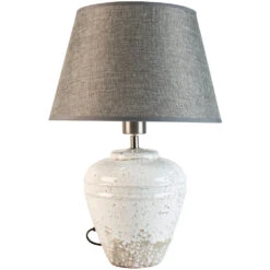 Stoneware Vesta Table Lamp With Grey Shade