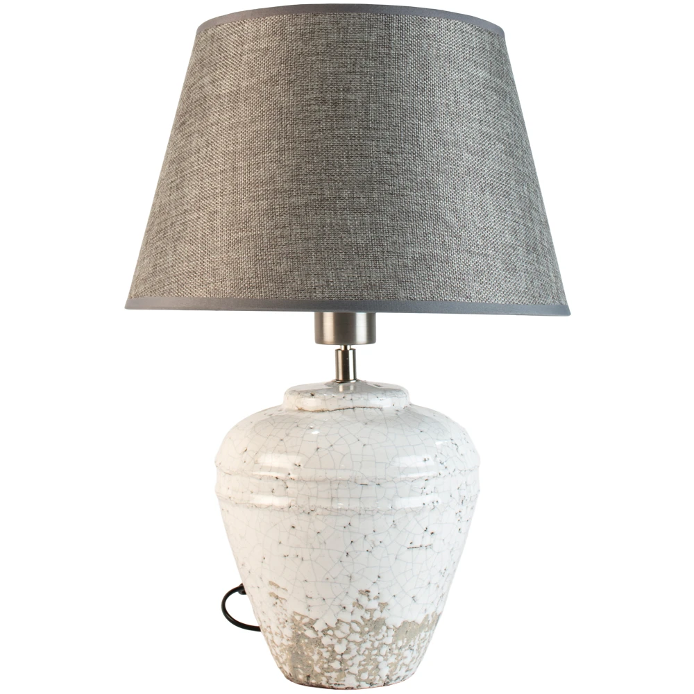 Stoneware Vesta Table Lamp With Grey Shade 1 Stoneware Vesta Table Lamp With Grey Shade