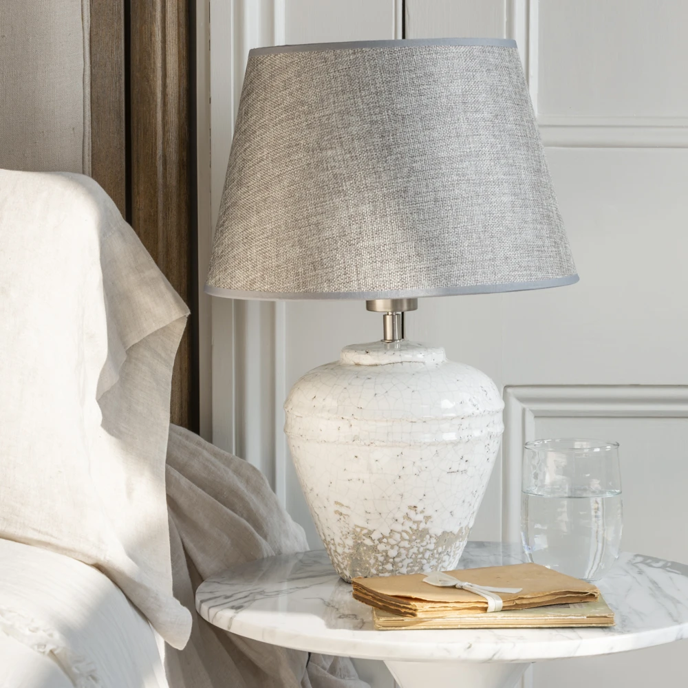 Stoneware Vesta Table Lamp With Grey Shade 4 Stoneware Vesta Table Lamp With Grey Shade - Image 4