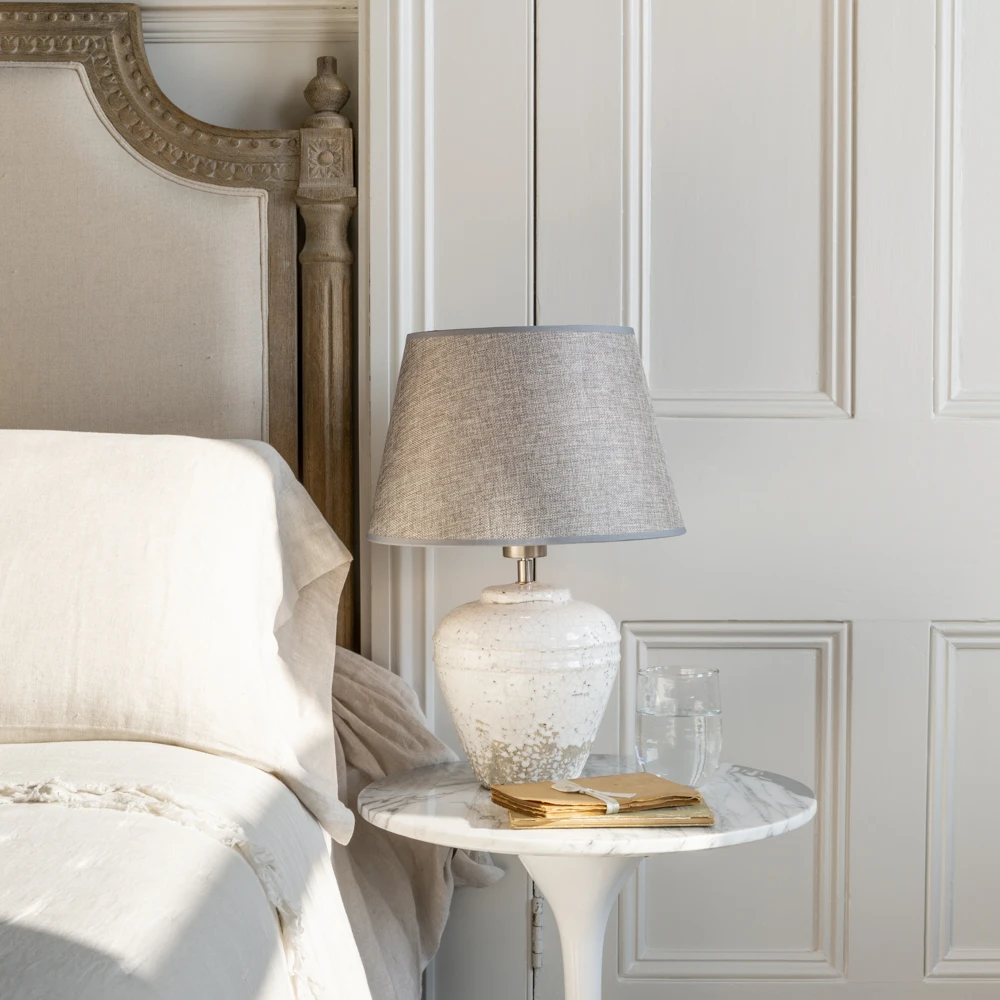 Stoneware Vesta Table Lamp With Grey Shade 5 Stoneware Vesta Table Lamp With Grey Shade - Image 5