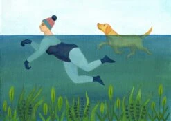 Doggy Paddle Wild Swimming A4 Art Print