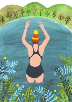 Wild Swimming Woman – A4 Art Print