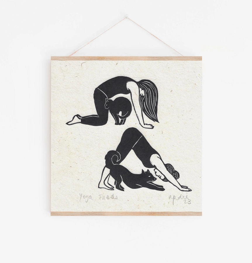 Yoga Friends Limited Edition Lino Print